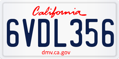 CA license plate 6VDL356