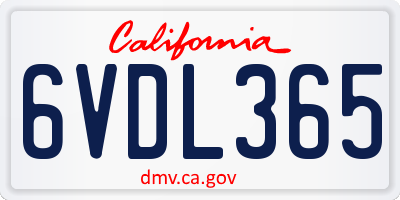 CA license plate 6VDL365