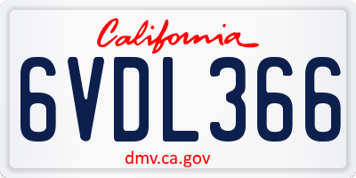 CA license plate 6VDL366
