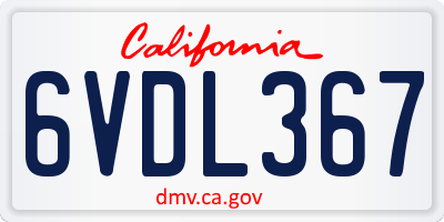 CA license plate 6VDL367