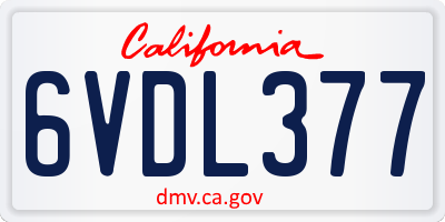 CA license plate 6VDL377