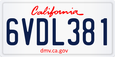 CA license plate 6VDL381