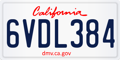 CA license plate 6VDL384