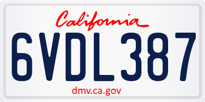 CA license plate 6VDL387
