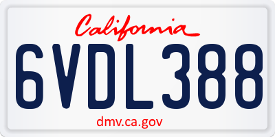 CA license plate 6VDL388