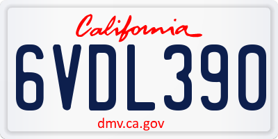 CA license plate 6VDL390