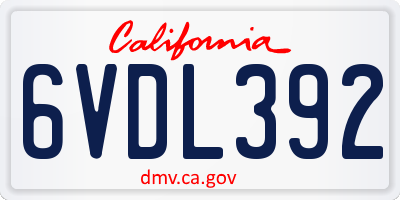 CA license plate 6VDL392