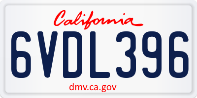 CA license plate 6VDL396