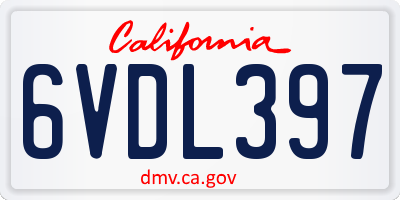 CA license plate 6VDL397