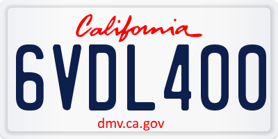CA license plate 6VDL400