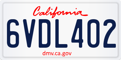 CA license plate 6VDL402