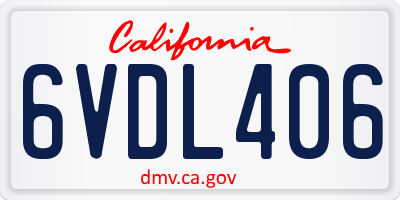 CA license plate 6VDL406