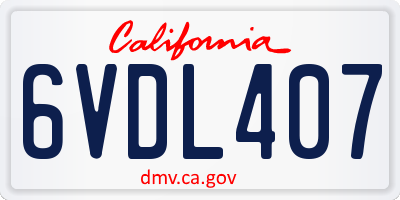 CA license plate 6VDL407