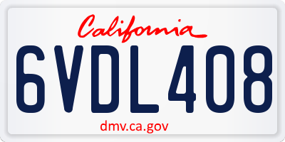CA license plate 6VDL408