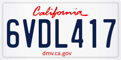 CA license plate 6VDL417