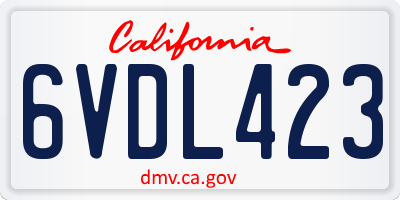 CA license plate 6VDL423