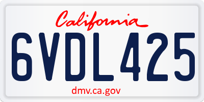 CA license plate 6VDL425