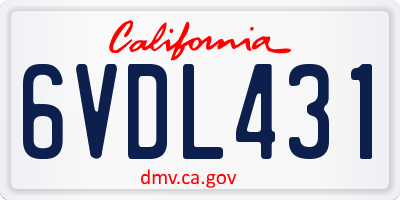 CA license plate 6VDL431