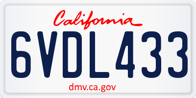 CA license plate 6VDL433