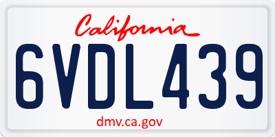 CA license plate 6VDL439