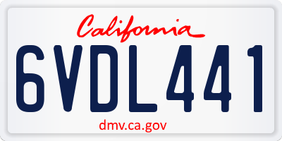 CA license plate 6VDL441