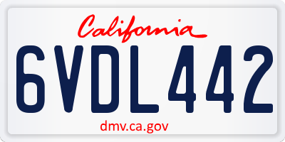 CA license plate 6VDL442
