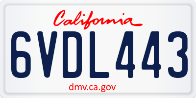 CA license plate 6VDL443