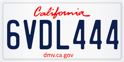 CA license plate 6VDL444
