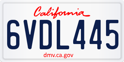 CA license plate 6VDL445