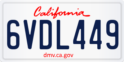 CA license plate 6VDL449