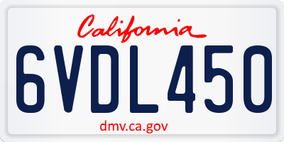 CA license plate 6VDL450