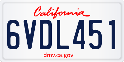 CA license plate 6VDL451