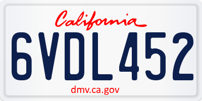 CA license plate 6VDL452
