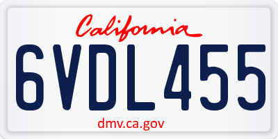CA license plate 6VDL455