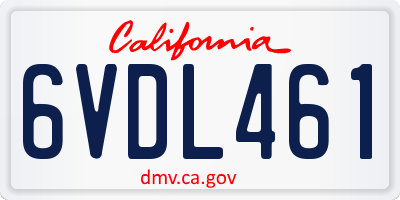 CA license plate 6VDL461