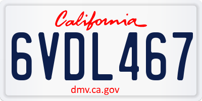 CA license plate 6VDL467