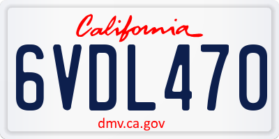 CA license plate 6VDL470