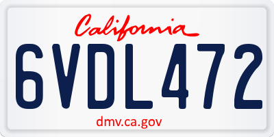 CA license plate 6VDL472