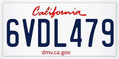 CA license plate 6VDL479