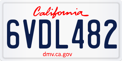 CA license plate 6VDL482