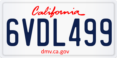 CA license plate 6VDL499