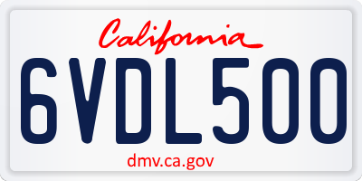 CA license plate 6VDL500