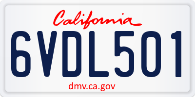 CA license plate 6VDL501