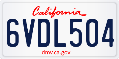 CA license plate 6VDL504