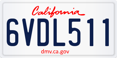 CA license plate 6VDL511