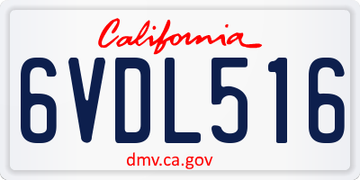 CA license plate 6VDL516