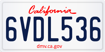 CA license plate 6VDL536