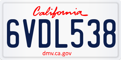 CA license plate 6VDL538