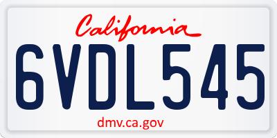 CA license plate 6VDL545