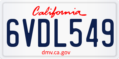 CA license plate 6VDL549